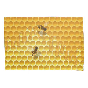 Goldene Honigwabe mit Bienen individuell anpassbar Kissenbezug