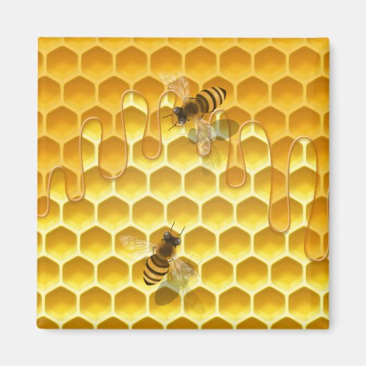 Goldene Honigwabe mit Bienen individuell anpassbar Magnet (Vorne)