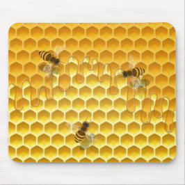 Goldene Honigwabe mit Bienen individuell anpassbar Mousepad
