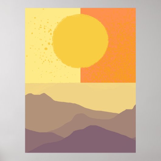 Goldene Horizonte: Ein Minimalistischer Sonnenunte Poster (Vorne)