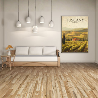 Goldene Hügel der Toskana – Retro-Landschaft Poster