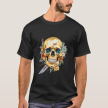 Goldene Hülle mit Messer und Blume aus Shirt