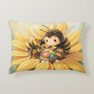 Goldene Hummel im Blütentanz1 Dekokissen
