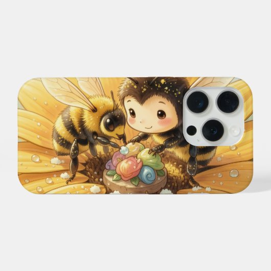 Goldene Hummel im Blütentanz1 iPhone Hülle (Rückseite (Horizontal))