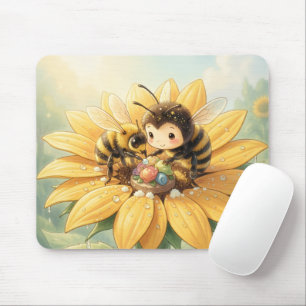 Goldene Hummel im Blütentanz1 Mousepad