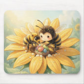 Goldene Hummel im Blütentanz1 Mousepad (Vorne)