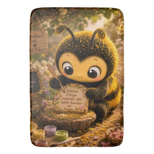 Goldene Hummel im Blütentanz.10 Badematte (Vorderseite Vertikal)