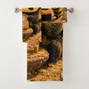 Goldene Hummel im Blütentanz.10 Badhandtuch Set