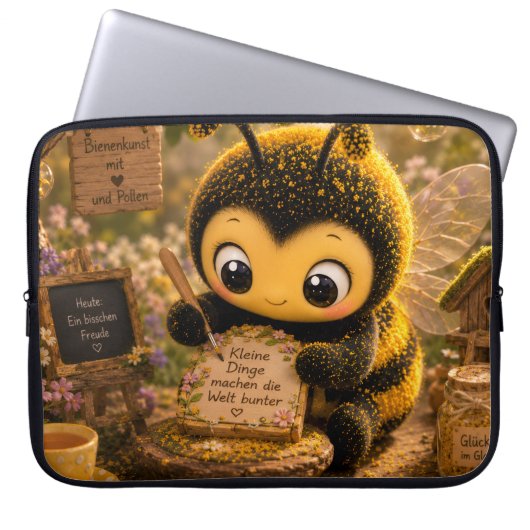 Goldene Hummel im Blütentanz.10 Laptopschutzhülle (Vorderseite)