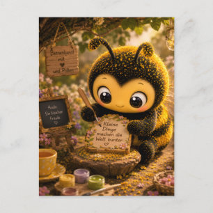 Goldene Hummel im Blütentanz.10 Postkarte