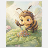 Goldene Hummel im Blütentanz.2 Fleecedecke (Vorderseite)