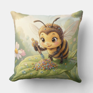 Goldene Hummel im Blütentanz.2 Kissen