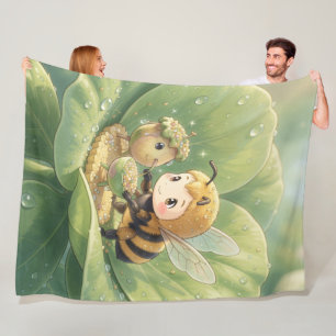 Goldene Hummel im Blütentanz.3 Fleecedecke