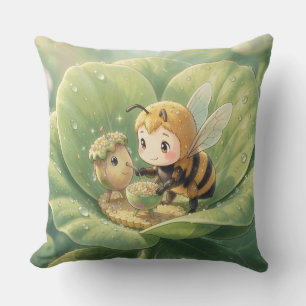 Goldene Hummel im Blütentanz.3 Kissen