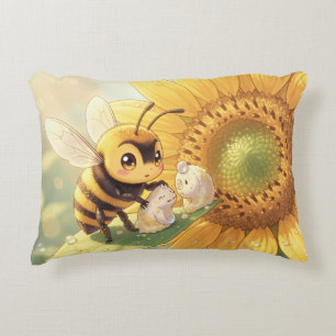 Goldene Hummel im Blütentanz.4 Dekokissen
