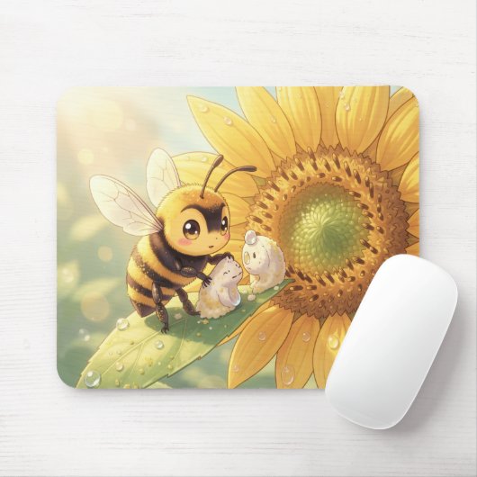 Goldene Hummel im Blütentanz.4 Mousepad (Mit Mouse)