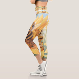 Goldene Hummel im Blütentanz.7 Capri Leggings