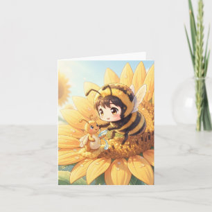 Goldene Hummel im Blütentanz.7 Feiertagskarte