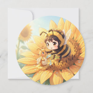 Goldene Hummel im Blütentanz.7 Feiertagskarte