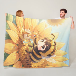 Goldene Hummel im Blütentanz.7 Fleecedecke