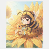 Goldene Hummel im Blütentanz.7 Fleecedecke (Vorderseite)
