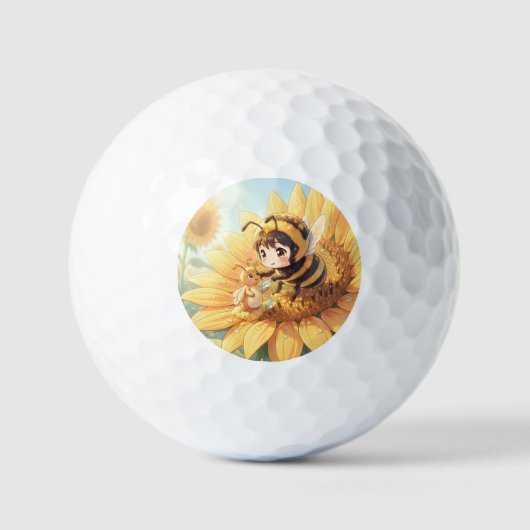 Goldene Hummel im Blütentanz.7 Golfball (Vorderseite)