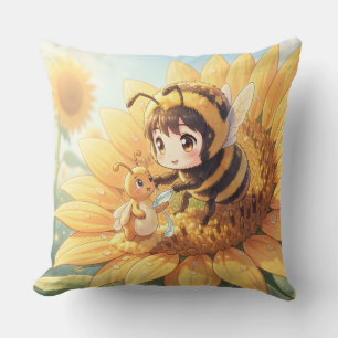 Goldene Hummel im Blütentanz.7 Kissen