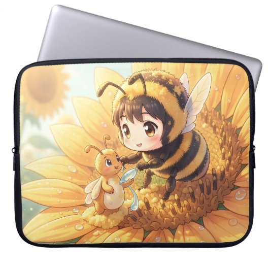 Goldene Hummel im Blütentanz.7 Laptopschutzhülle (Vorderseite)