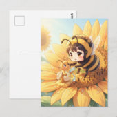 Goldene Hummel im Blütentanz.7 Postkarte (Vorne/Hinten)