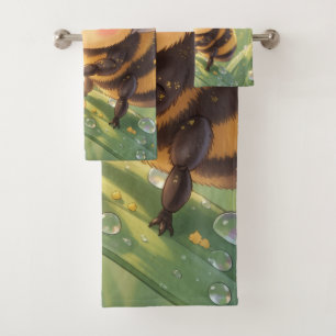 Goldene Hummel im Blütentanz.8 Badhandtuch Set