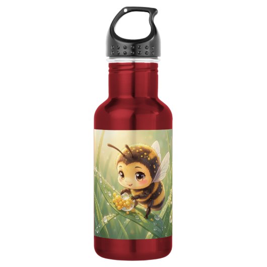 Goldene Hummel im Blütentanz.8 Edelstahlflasche (Vorderseite)