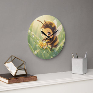 Goldene Hummel im Blütentanz.8 Große Wanduhr
