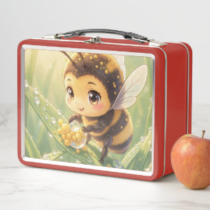 Goldene Hummel im Blütentanz.8 Metall Brotdose
