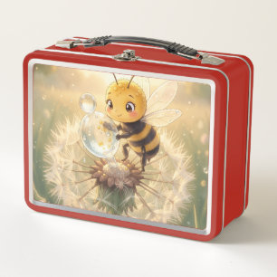 Goldene Hummel im Blütentanz.9 Metall Brotdose