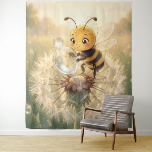 Goldene Hummel im Blütentanz.9 Wandteppich
