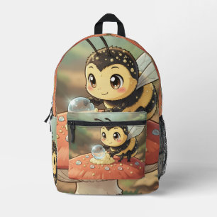 Goldene Hummel im Blütentanz Bedruckter Rucksack