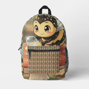 Goldene Hummel im Blütentanz Bedruckter Rucksack