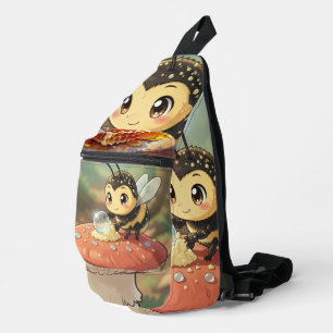 Goldene Hummel im Blütentanz Crossbody Bag