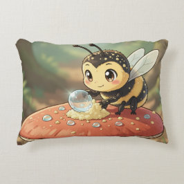 Goldene Hummel im Blütentanz Dekokissen