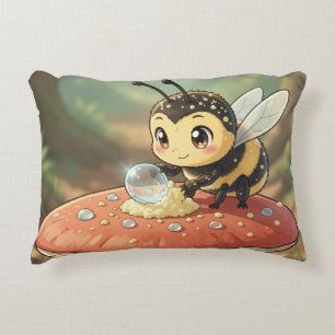Goldene Hummel im Blütentanz Dekokissen