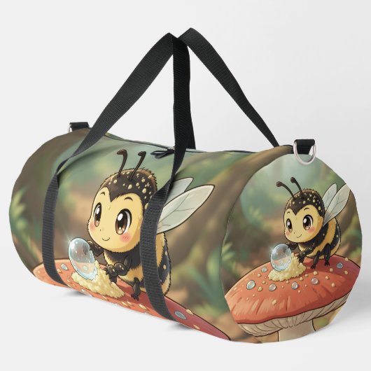 Goldene Hummel im Blütentanz Duffle Bag (Linke Ecke)