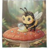 Goldene Hummel im Blütentanz Duschvorhang (Vorderseite)