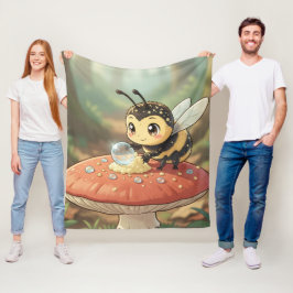Goldene Hummel im Blütentanz Fleecedecke
