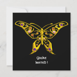 GOLDENE HYPER SCHMETTERLING, EDELSTEINE Schwarze H Einladung