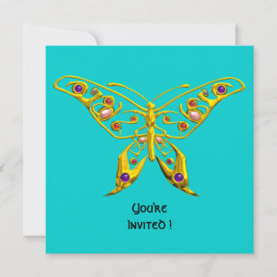 GOLDENE HYPER SCHMETTERLING, EDELSTEINE, Türkis Bl Einladung