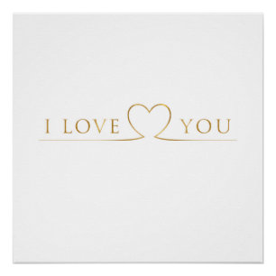 Goldene I Love You Typografie Poster