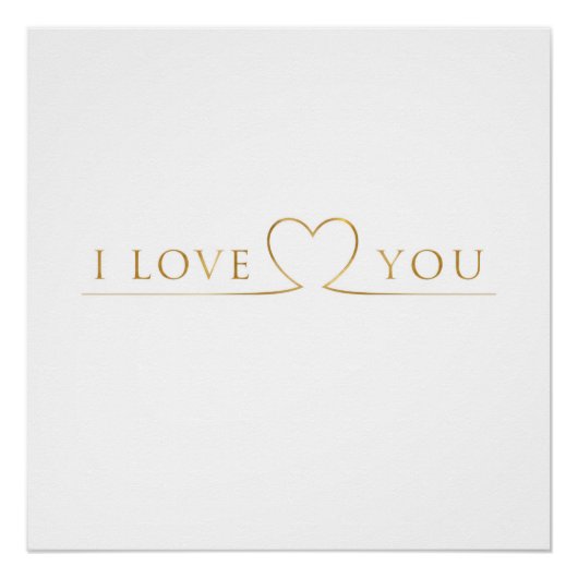 Goldene I Love You Typografie Poster (Vorderseite)