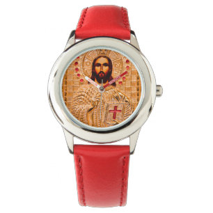 Goldene Ikone des Jesus Christus Armbanduhr