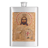 Goldene Ikone des Jesus Christus Flachmann (Vorderseite)