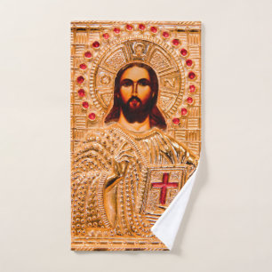 Goldene Ikone des Jesus Christus Handtuch